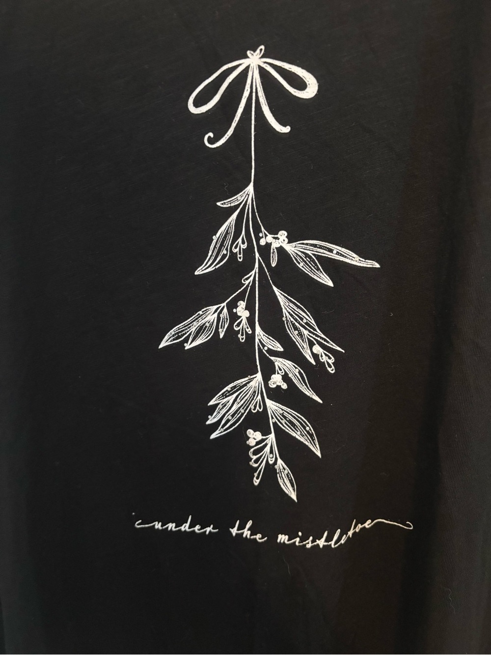 Maurices Black Short-Sleeve Tee with White Mistletoe Graphic